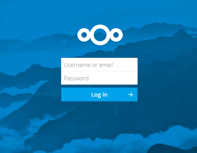 Nextcloud login screen